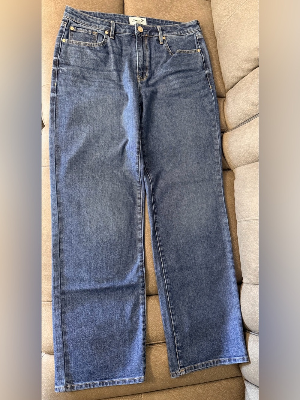 Seven7 Dark Blue Denim High-Rise Jeans